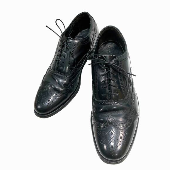 Vintage Florsheim Black Leather Wingtip Oxfords Men 8 Women 10 main image 10
